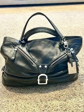 Etienne Aigner Black Leather Satchel Shoulder  
Bag Large Slouchy 17.5 x 11 EUC
